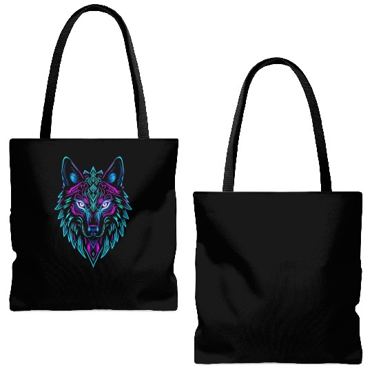 wolf face Tote Bags (AOP)