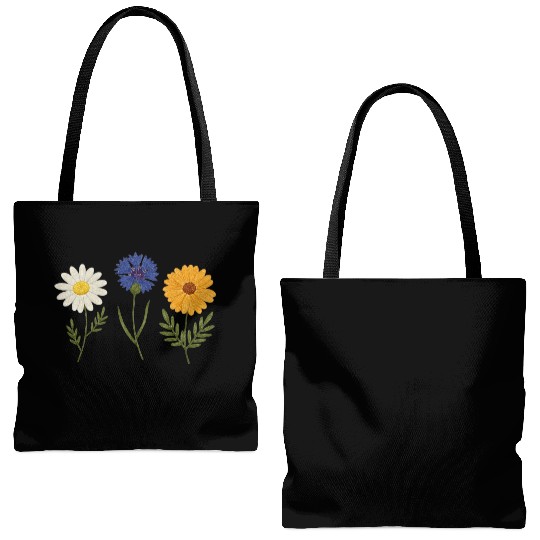 Wildflower Trio Daisy Cornflower Marigold Tote Bags (AOP)