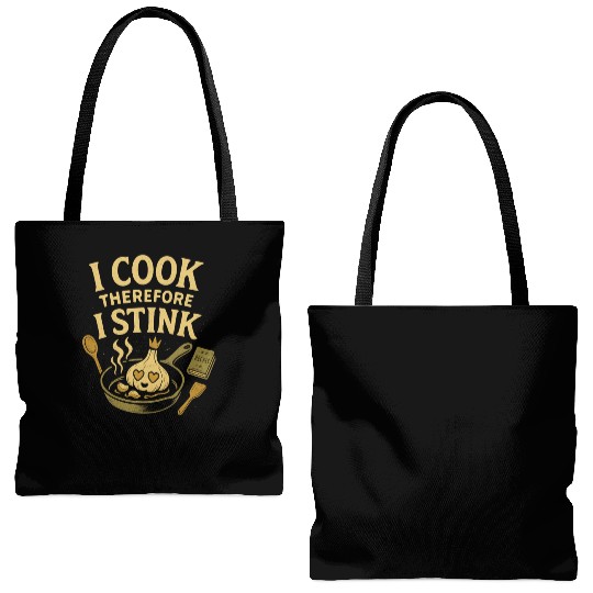 I Cook Therefore I Stink Garlic Cooking Tote Bags (AOP)