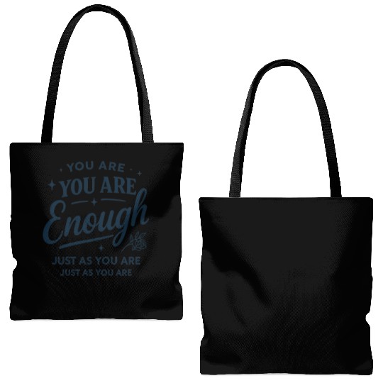 Inspirational "You Are Enough" Quote Typography Tote Bags (AOP)
