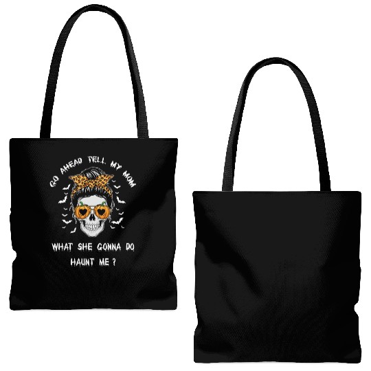 Haunt Me Funny Ghost Quote Sarcastic Mom Halloween Tote Bags (AOP)
