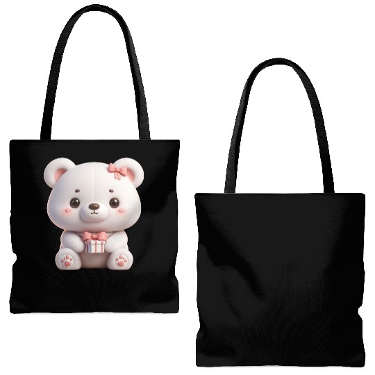 Sweet Teddy Bear and Gift Box Tote Bags (AOP)