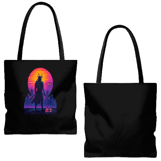 Neon Samurai - Cyberpunk Warrior Art Tote Bags (AOP)