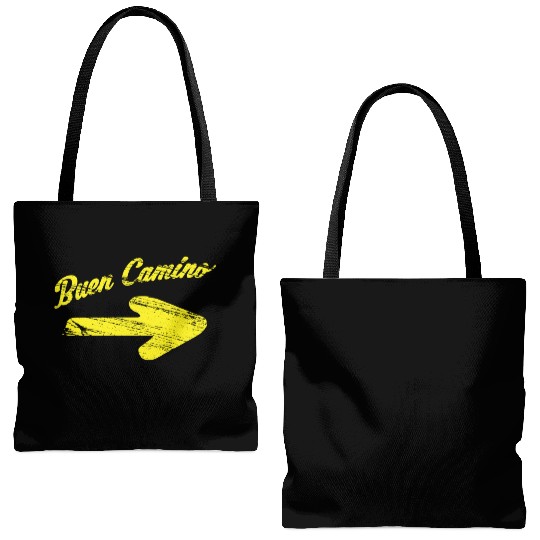 Way of St. James buen camino yellow arrow Tote Bags (AOP)