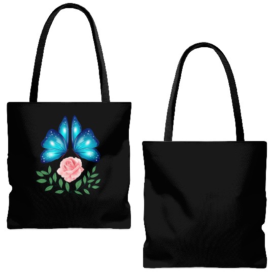 Butterfly. Flower. Rose. Joy. spring. Spring break Tote Bags (AOP)