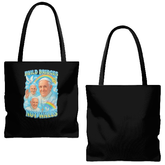 Pope Francis Build Bridges Not Walls Y2K Tribute Tote Bags (AOP)