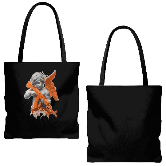 Urban Cherub: Orange Angel with AK Graffiti Art Tote Bags (AOP)