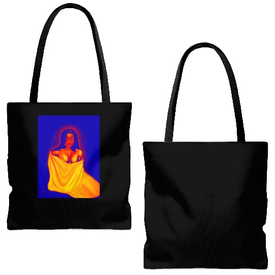 lady in white Tote Bags (AOP)