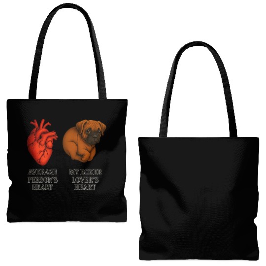 Boxer Lover's Heart Fawn Tote Bags (AOP)