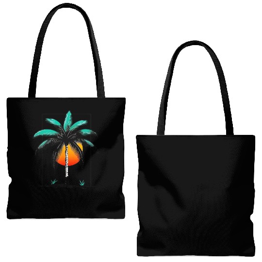 Grayscale Line Drawing Of A Central palm tree Tote Bags (AOP)