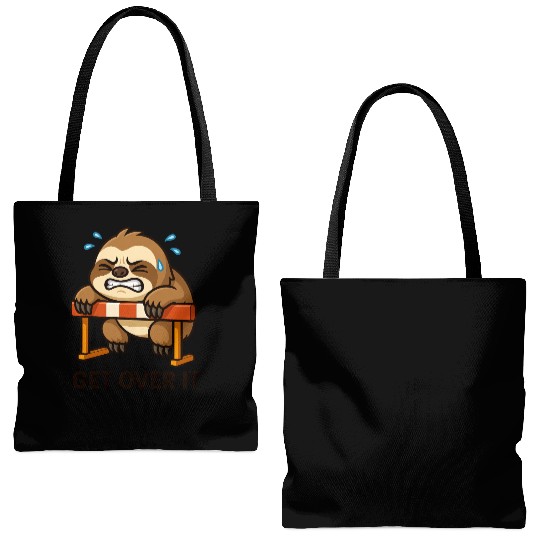 Sloth hurdler quote get over it Tote Bags (AOP)