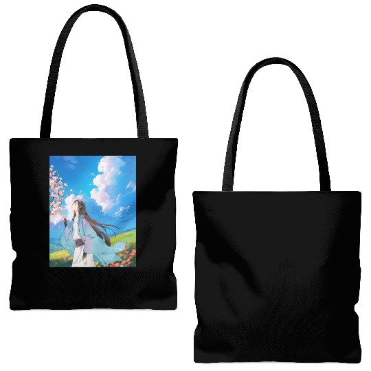 Serene Blossom Anime Aesthetic Tote Bags (AOP)