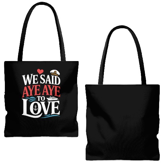 Romantic Cruise Ocean Love Sunset Sail Couples Tote Bags (AOP)