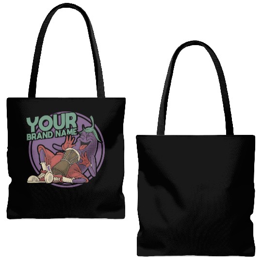 Funky Eggplant Drummer – Funny Cartoon Music T-Shi Tote Bags (AOP)