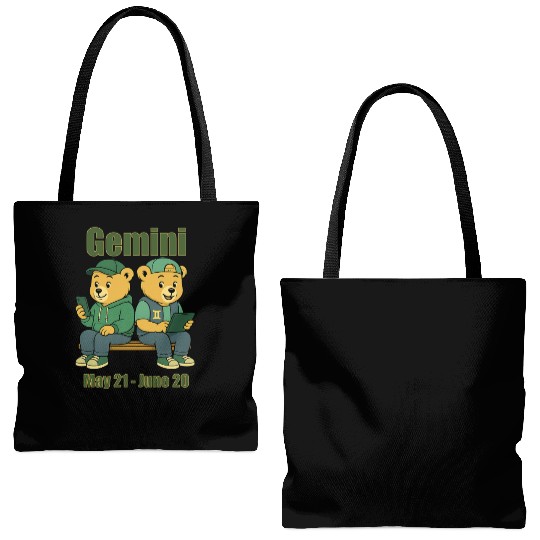 Gemini Bear Tote Bags (AOP)