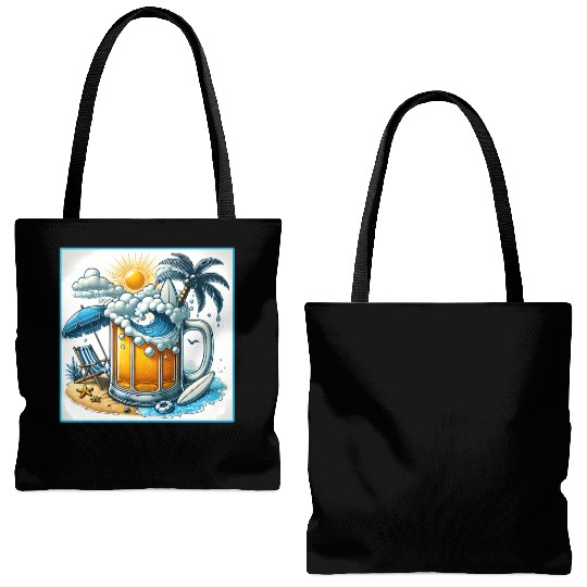 Beer Beach Design Tote Bags (AOP)
