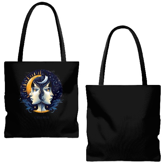 Zodiac Card Gemini Tote Bags (AOP)