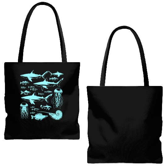 Shark Fish Octopus Nature Tote Bags (AOP)