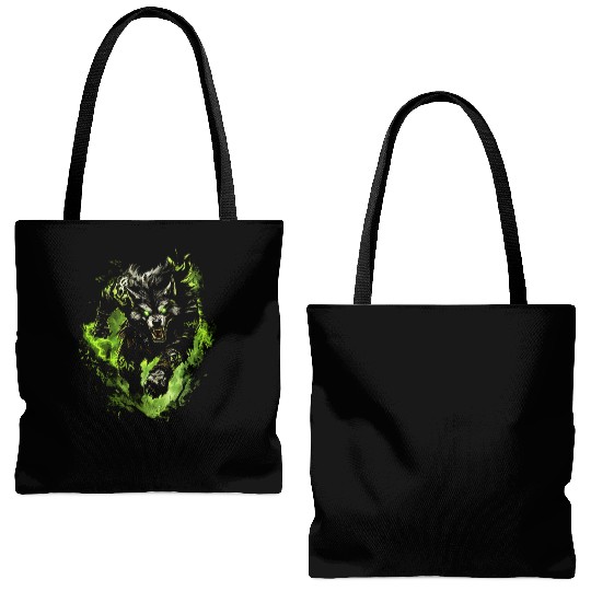 Magic Werewolf With Mystical Green Aura Tote Bags (AOP)