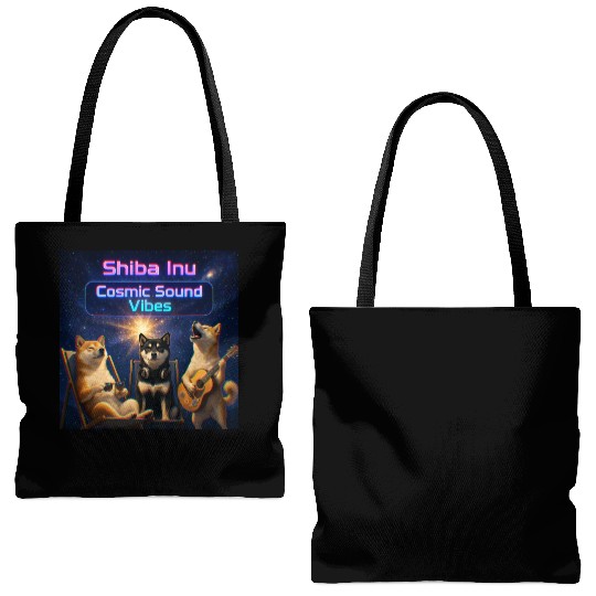 Shiba Inu Cosmic Sound – Chill Dog Band Tote Bags (AOP)
