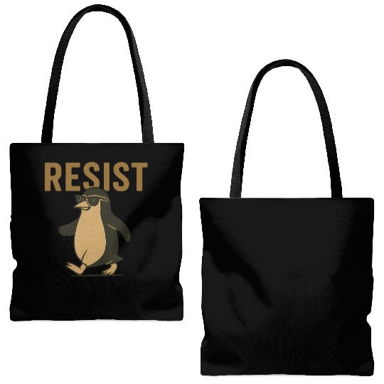 Resist Penguin Activism - Funny Protest Graphic Tote Bags (AOP)