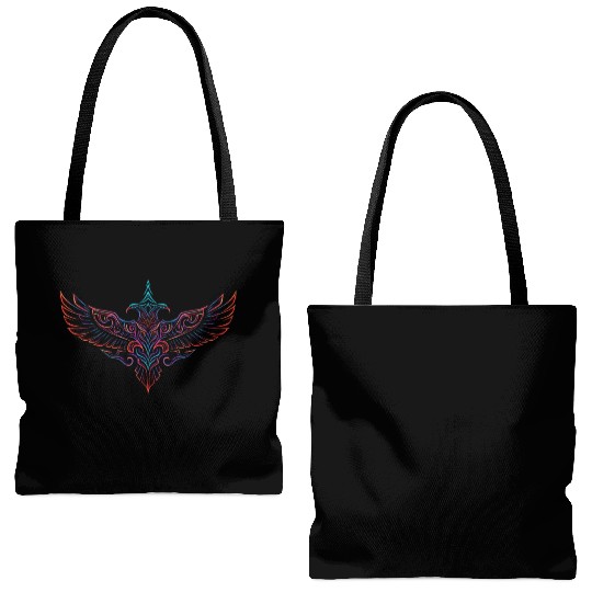 Neon Tribal Two-Headed Phoenix Tote Bags (AOP)