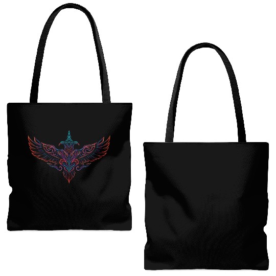 Neon Tribal Two-Headed Phoenix Tote Bags (AOP)