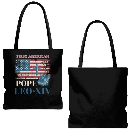 First American Pope Leo XIV Catholic Church Quote Tote Bags (AOP)