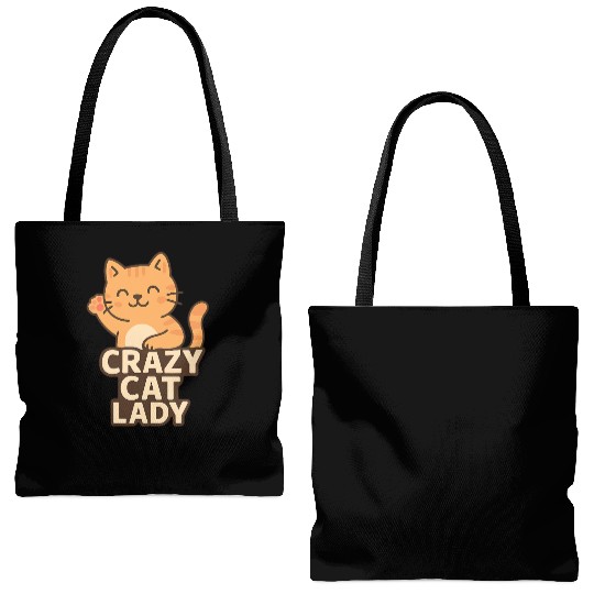 Crazy Cat Lady – Cute Cat Lover Design Tote Bags (AOP)