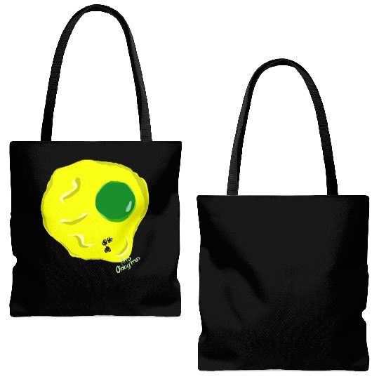 Yellow and green fried egg and flies Tote Bags (AOP)