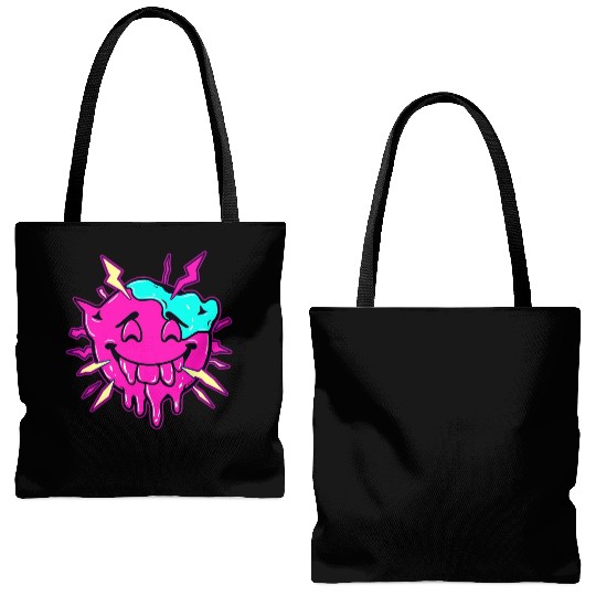 Melting Face Vaporwave Glitch Streetwear Art Tote Bags (AOP)