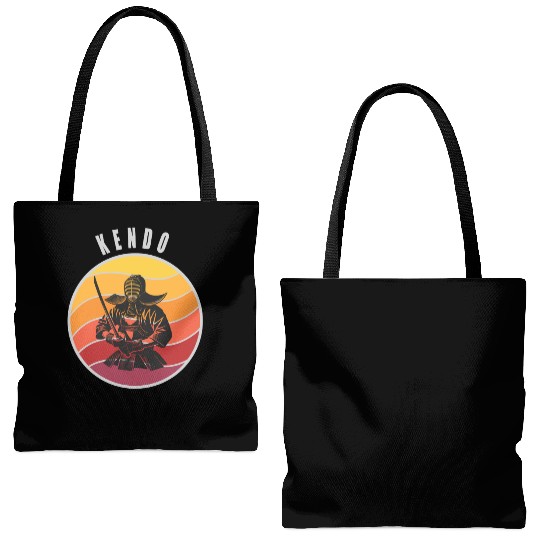 Retro Kendo Samurai Style Tote Bags (AOP)