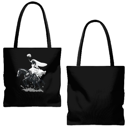 Western Cowgirl Bride on Bucking Horse – Grayscale Tote Bags (AOP)