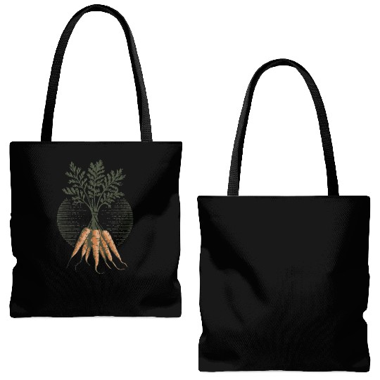 Organic Carrot Plant Art Illustration Tote Bags (AOP)