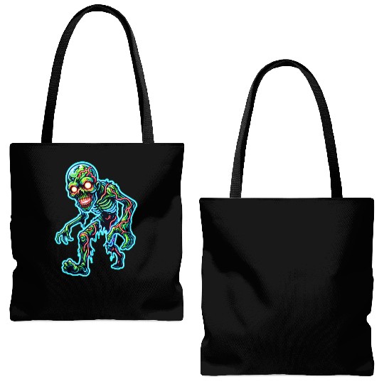 Glowing Zombie Crawler – Toxic Neon Horror Tote Bags (AOP)