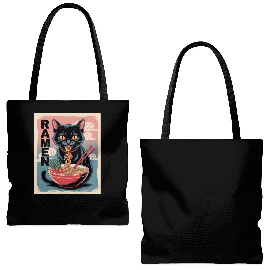 Ramen Cat Japanese Style Tote Bags (AOP)