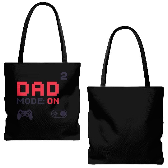 Dad Mode On Retro Gamer Dad Pixel Art Design Tote Bags (AOP)