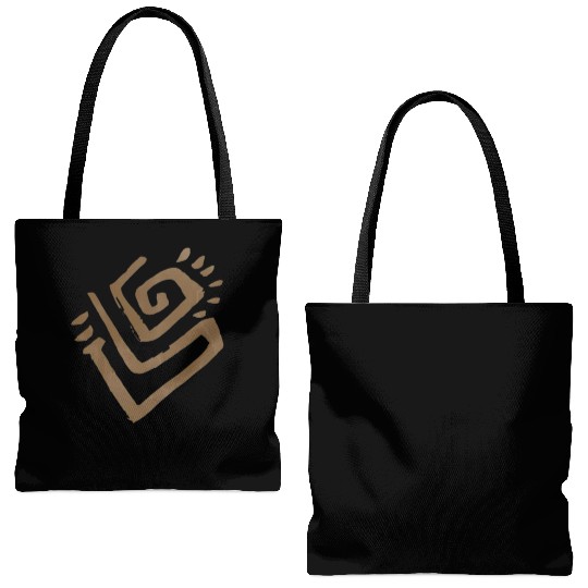 Abstract Spiral Symbol in Light Brown on Texture Tote Bags (AOP)