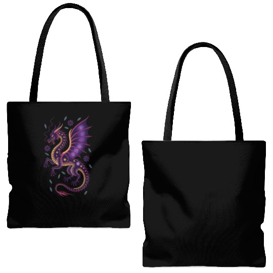 Cosmic Dragon Tattoo Illustration Tote Bags (AOP)
