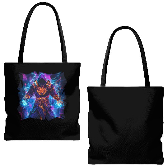 Bright Magician With Energy Aura In Neon Colors Tote Bags (AOP)