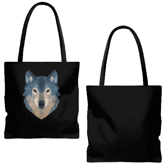 Geometric Wolf Face – Bold Abstract Wild Animal Ar Tote Bags (AOP)