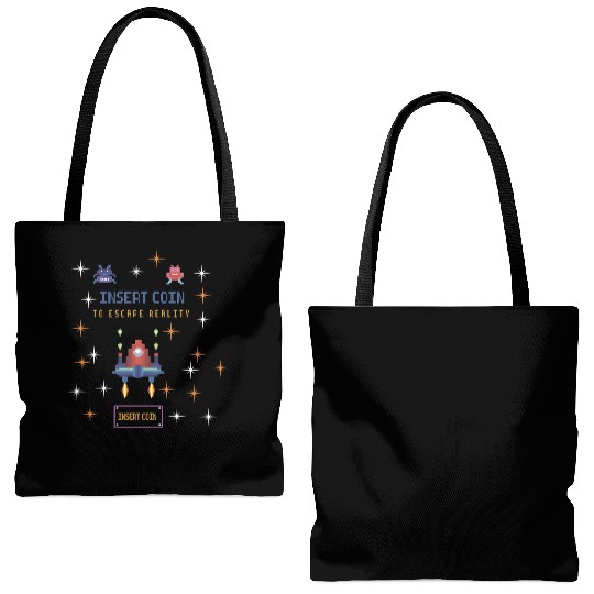 Retro Gamer Tote Bags (AOP) - Insert Coin to Escape Reality