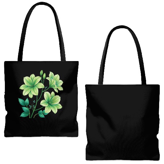 Green Lilies Floral Design Tote Bags (AOP)