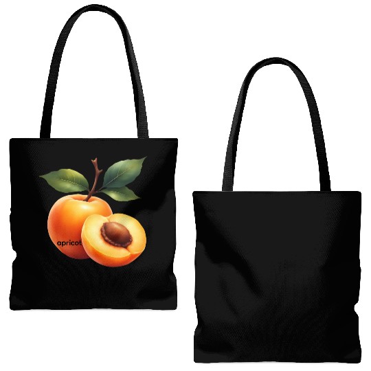 Apricot branch with green leaves Tote Bags (AOP)