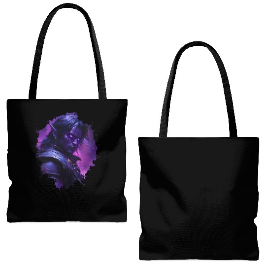 Dark Elf Warrior with Glowing Purple Eyes Tote Bags (AOP)