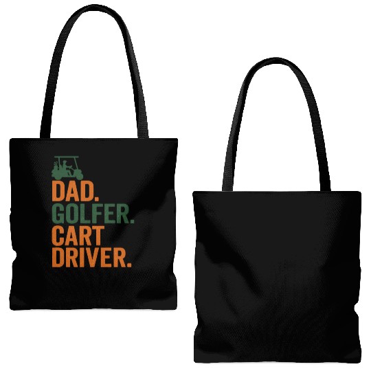 Funny Golfing Father Husband Golf Cart Racer Go Tote Bags (AOP)