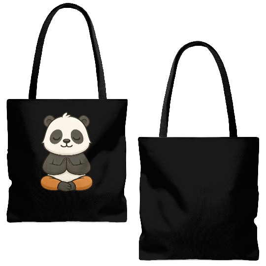 Cute panda yoga meditation relaxation chibi Tote Bags (AOP)