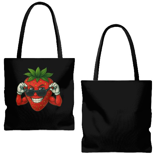 Cool strawberry with sunglasses in summer Tote Bags (AOP)