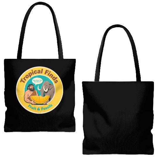 Caveman Mammoth Retro Ancient Fruit Discovery Tote Bags (AOP)