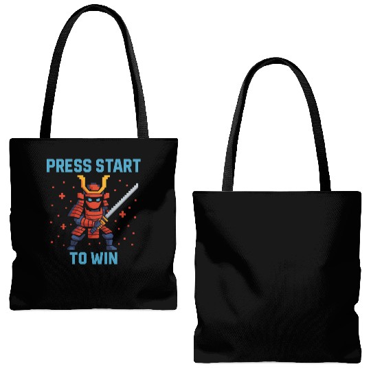 "Pixel Samurai – Press Start to Win" Tote Bags (AOP)